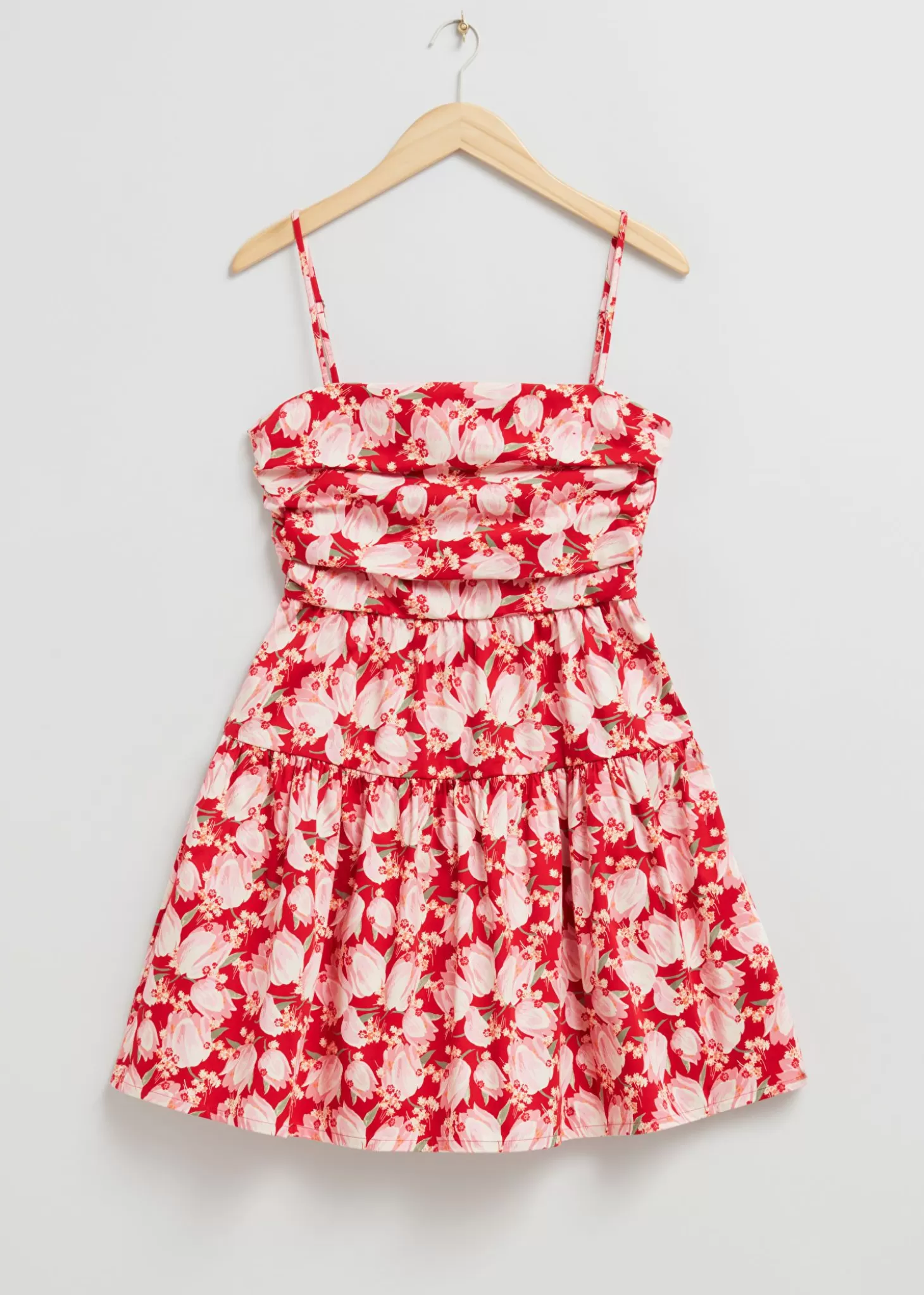 Kjoler*& Other Stories Babydoll Plissert Bodice Dress Lyst Rodt Blomstertrykk