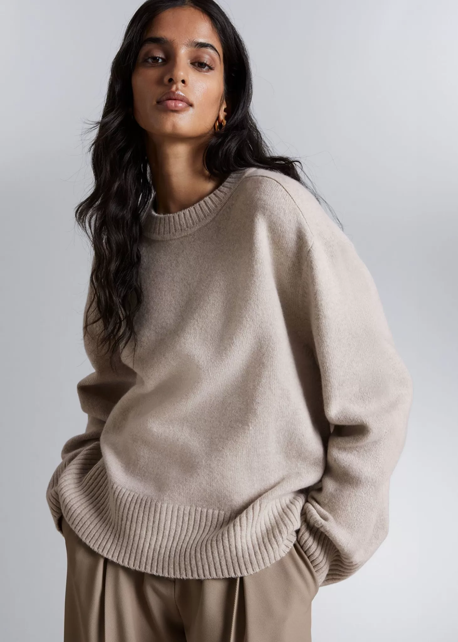 Cashmere*& Other Stories Boxy Cashmere-Blend Jumper Beige