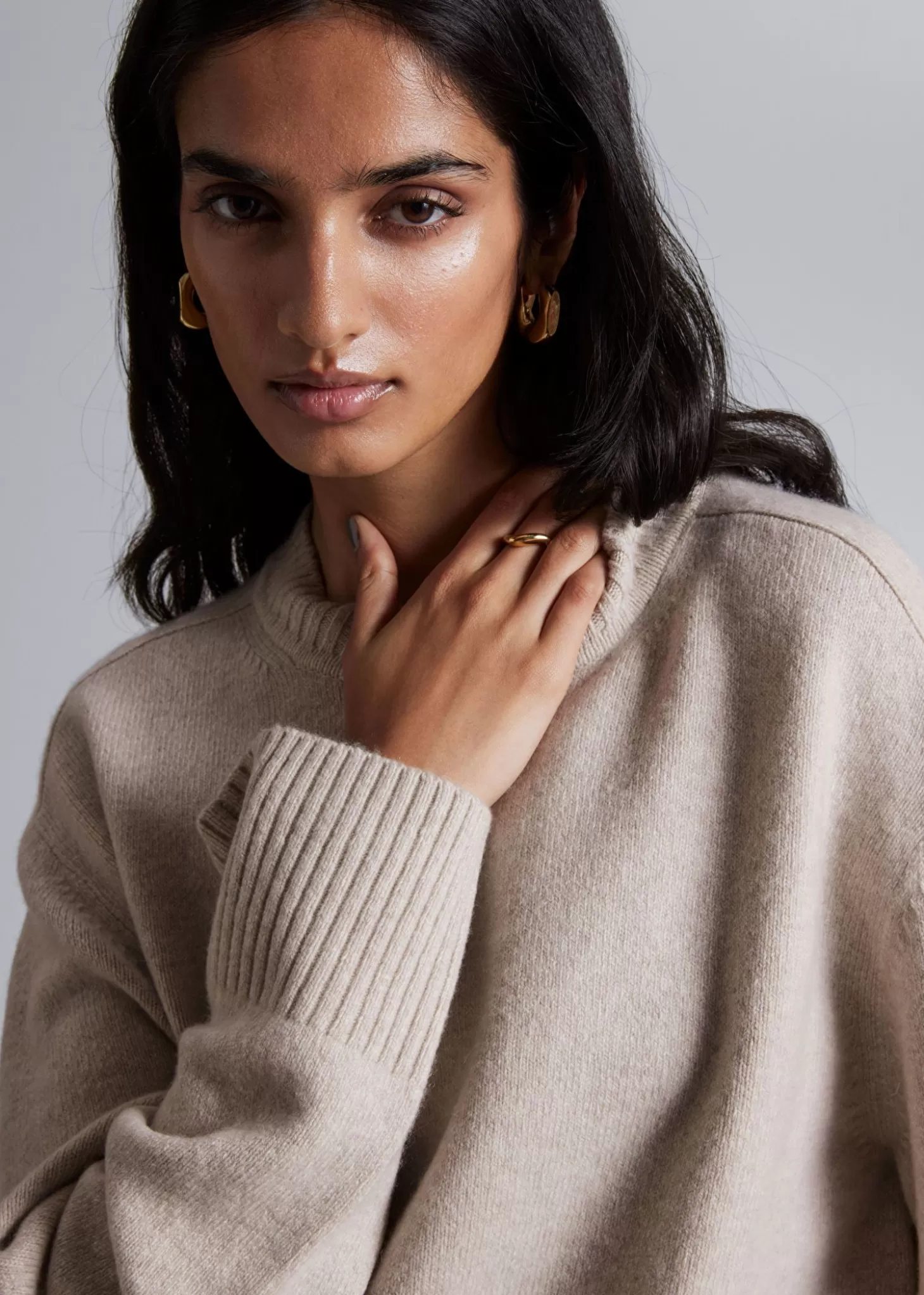 Cashmere*& Other Stories Boxy Cashmere-Blend Jumper Beige