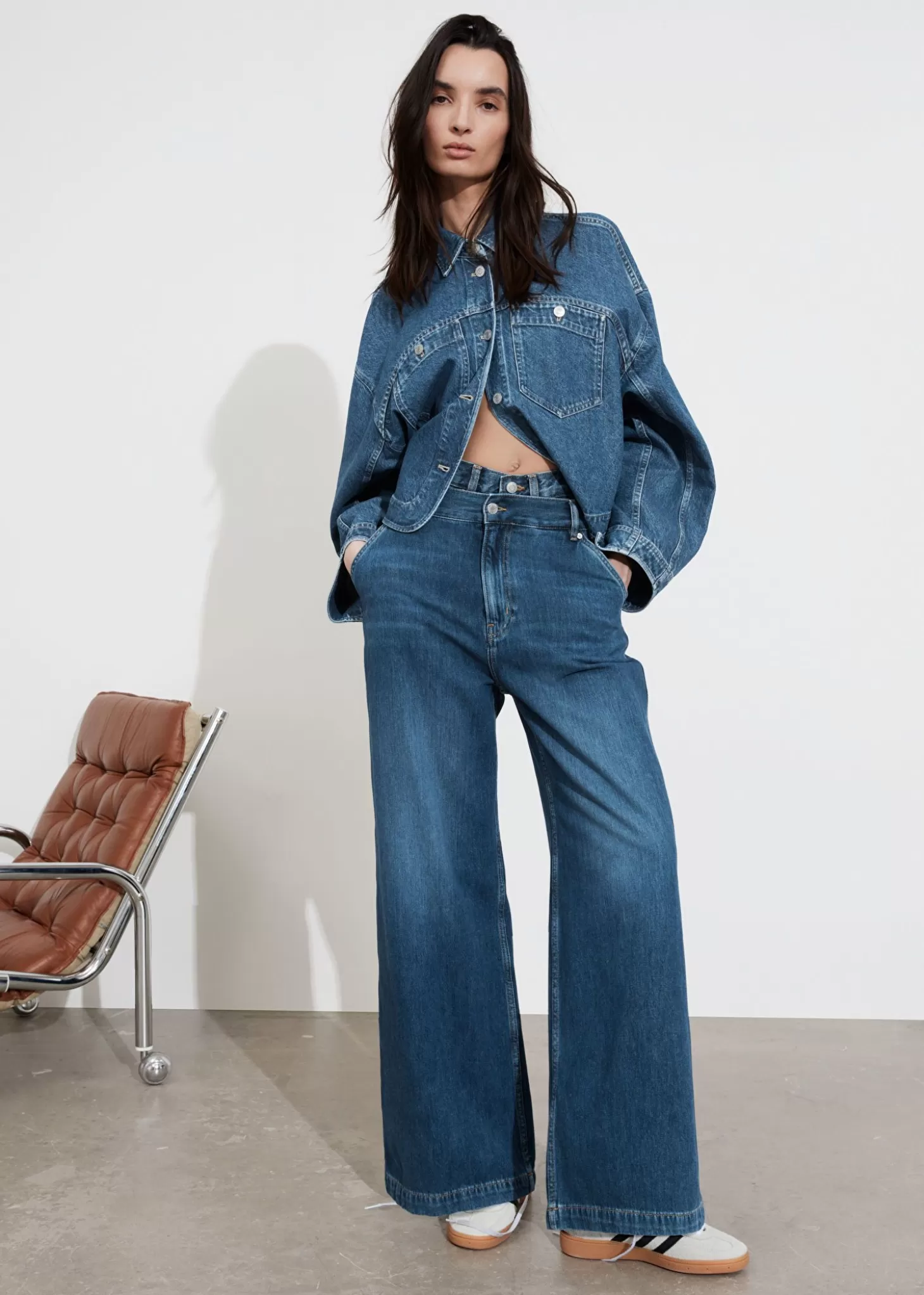 Denim*& Other Stories Boxy Denimjakke Mellombla