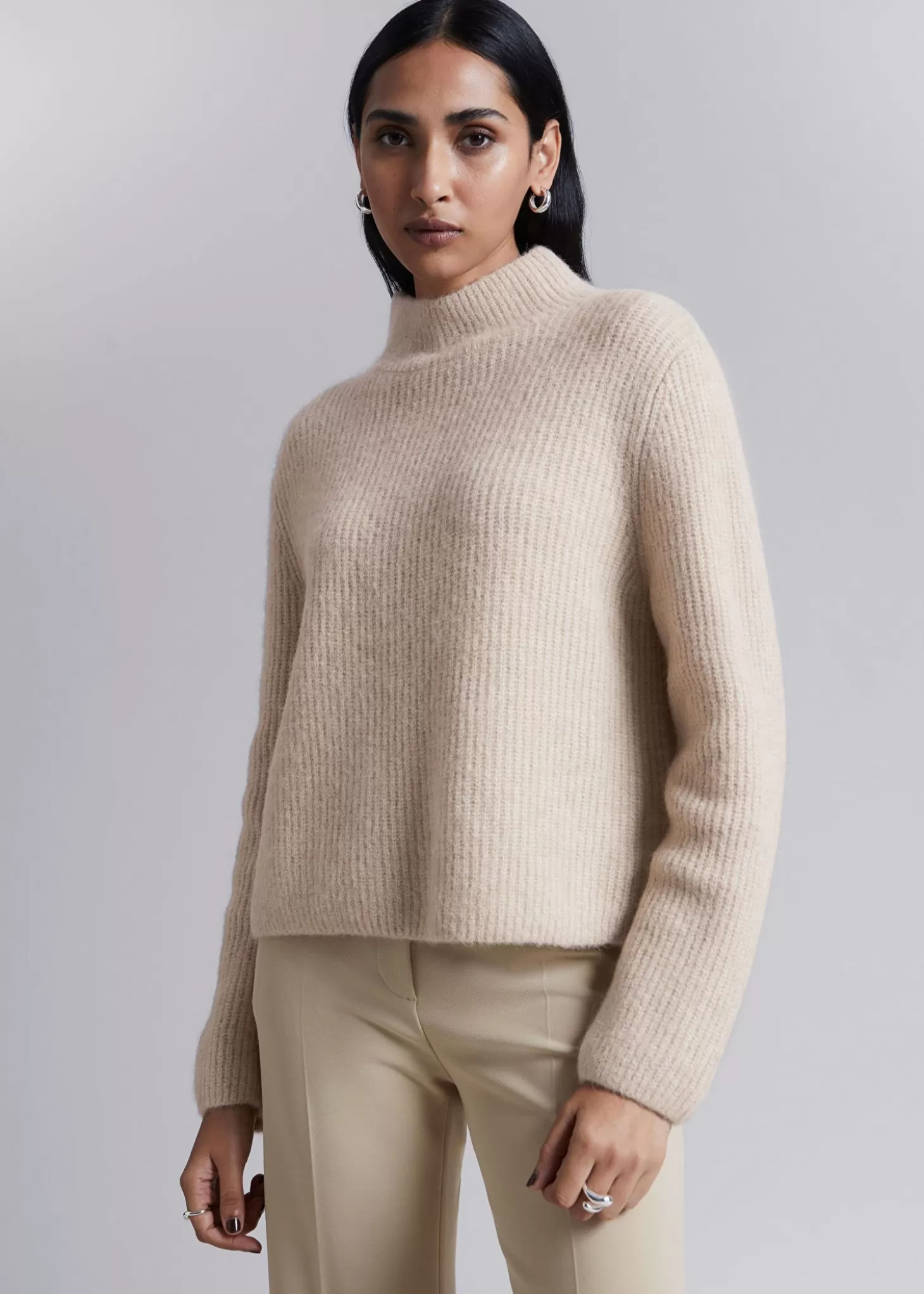 Strikkevarer*& Other Stories Boxy Heavy Knit Jumper Beige