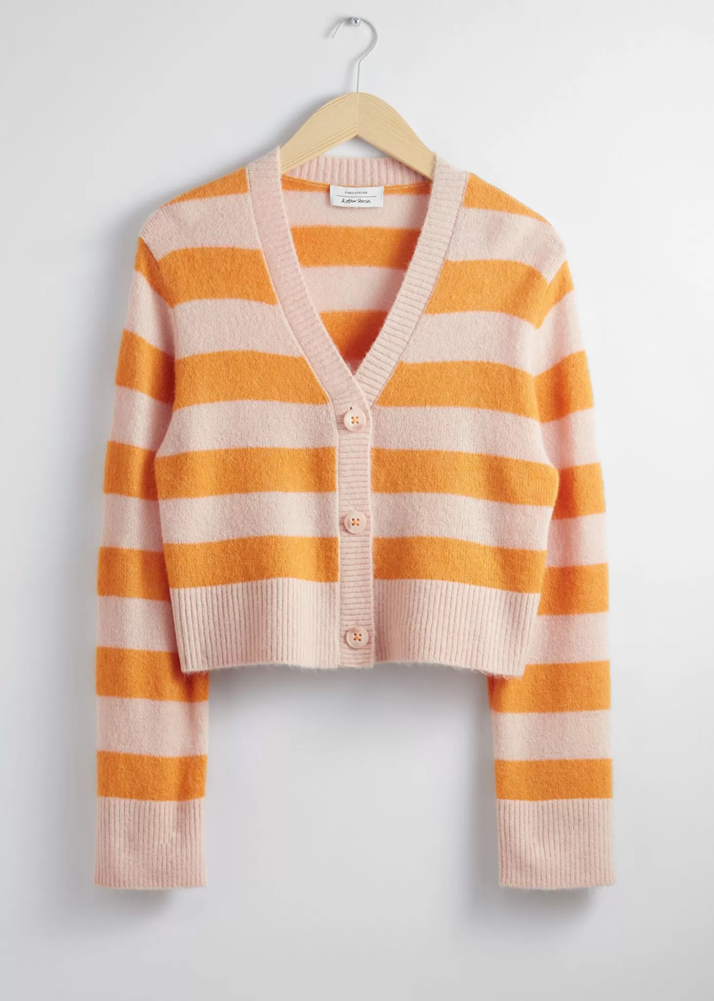 Strikkevarer*& Other Stories Cropped Knit Cardigan Rosa/Oransje Striper