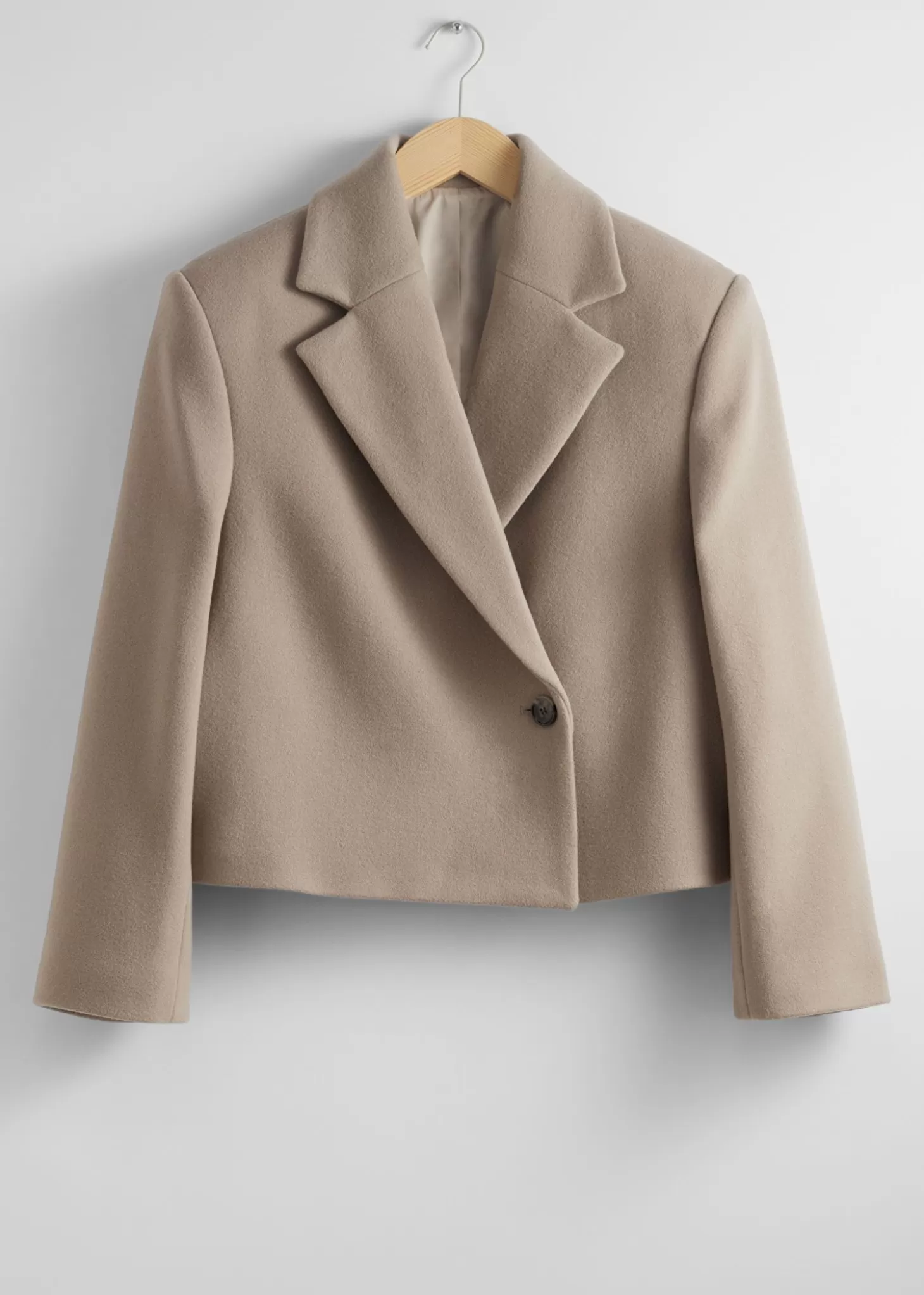 Blazere*& Other Stories Cropped Wool Blazer Beige