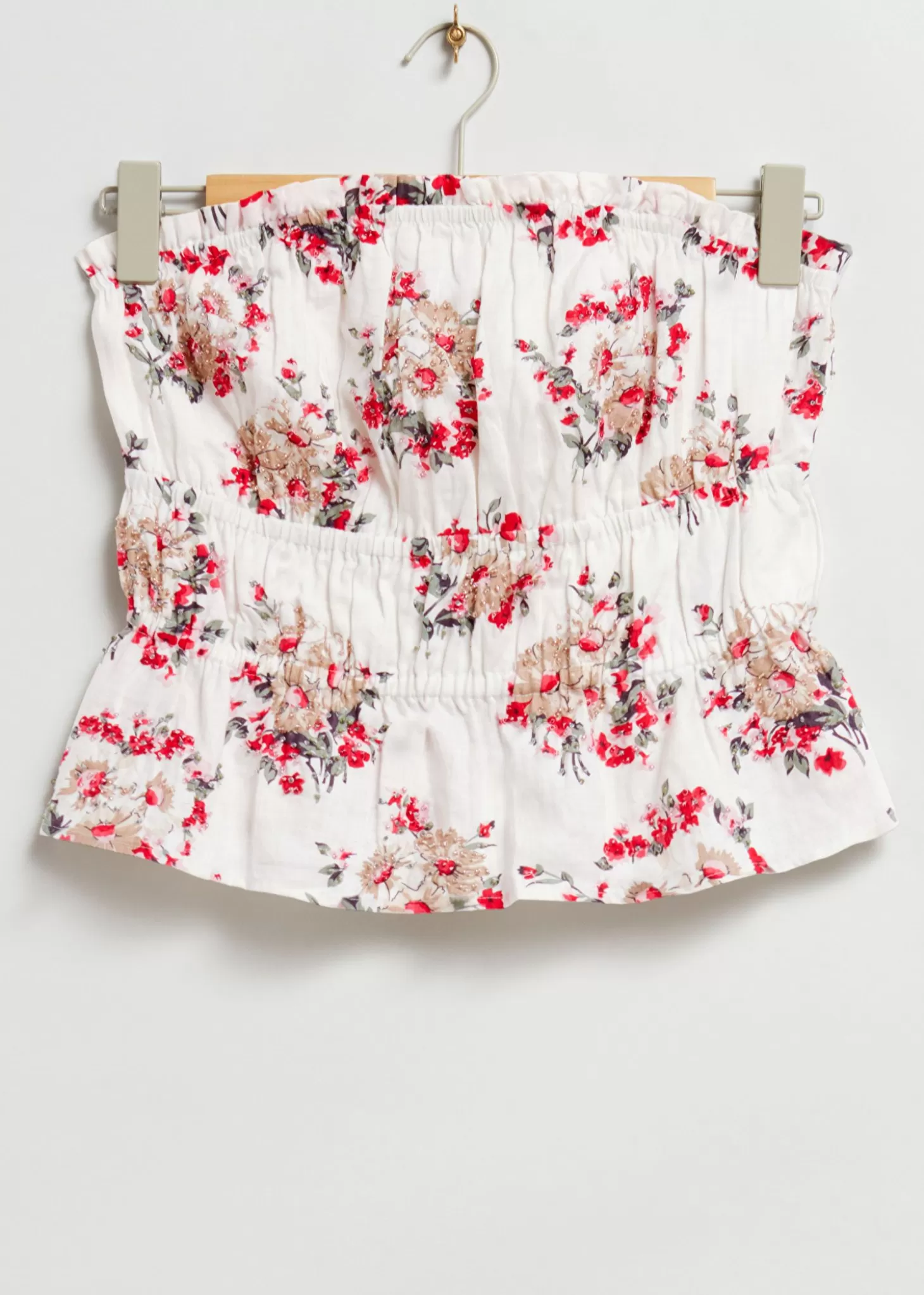 Topper*& Other Stories Elastisk Brodert Bustier Topp Hvit Blomsterbrodert