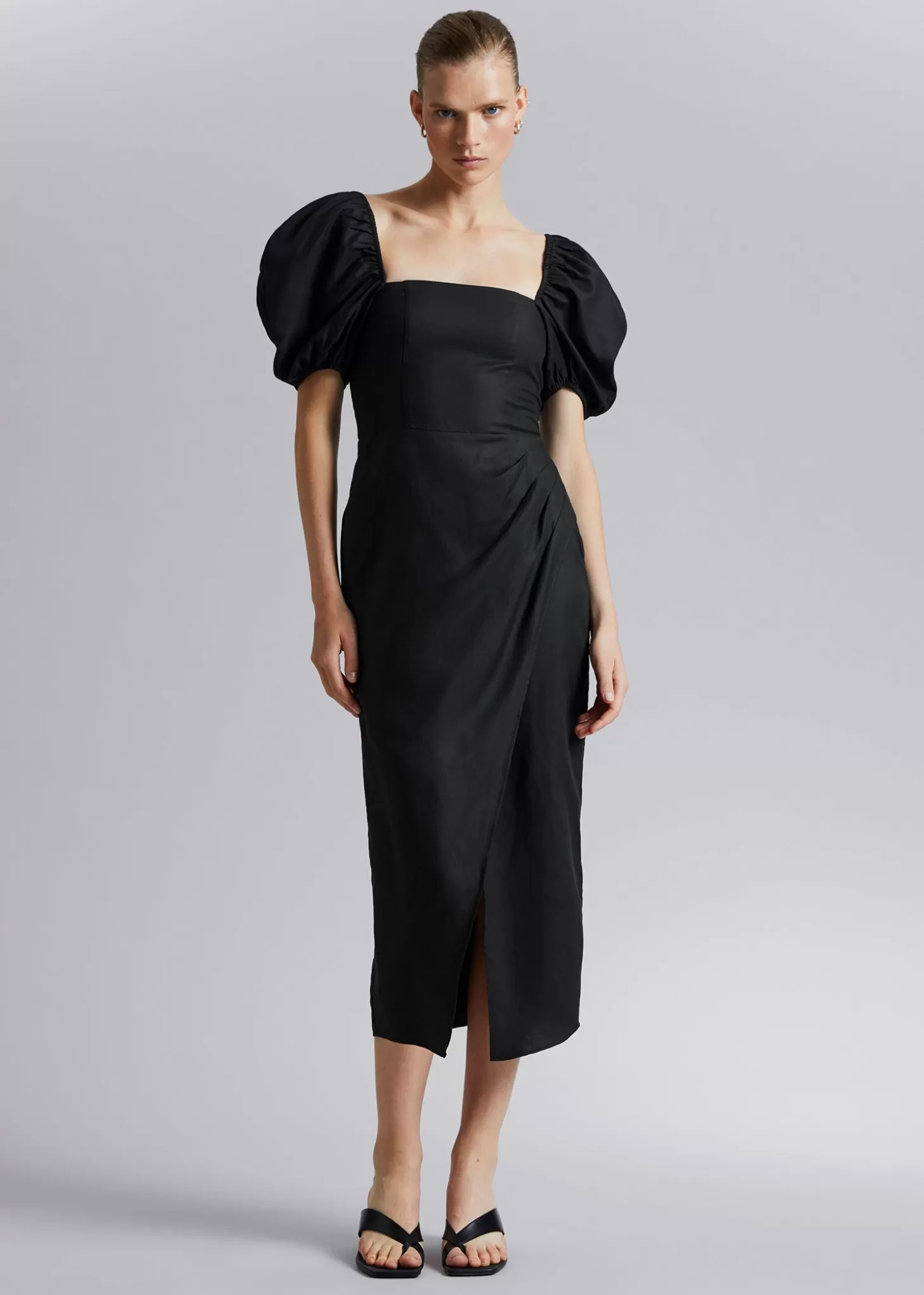 Kjoler*& Other Stories Fitted Puff Sleeve Dress Svart