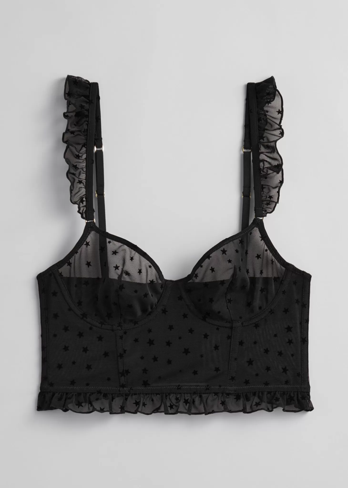 Bh*& Other Stories Frilled Star-Motif Bustier Svart