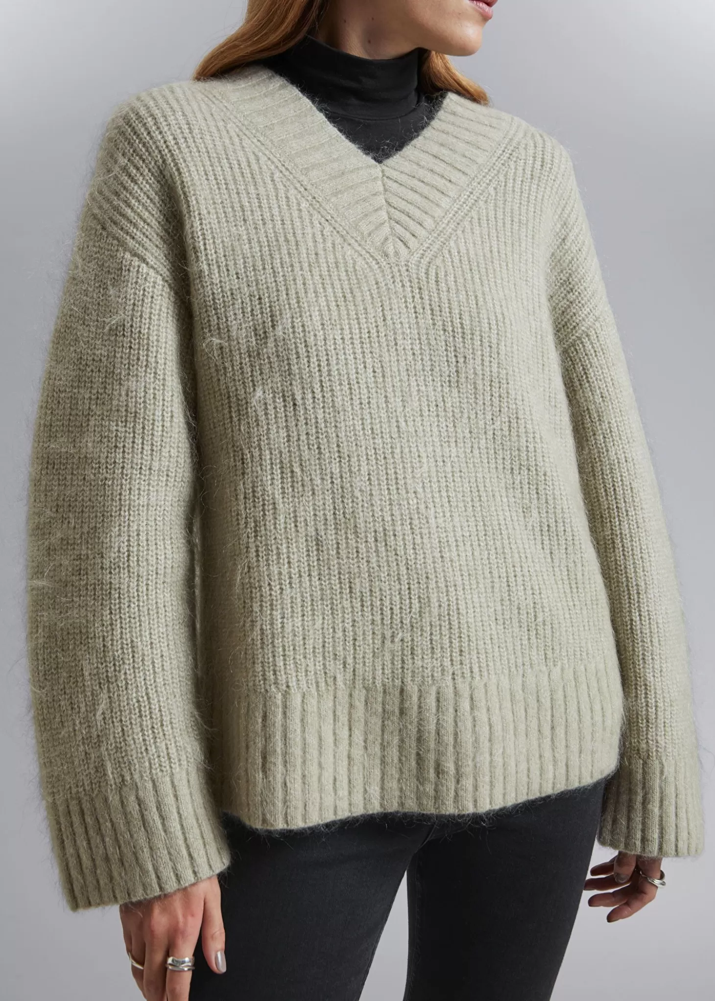 Strikkevarer*& Other Stories Fuzzy Knit Jumper Kaki