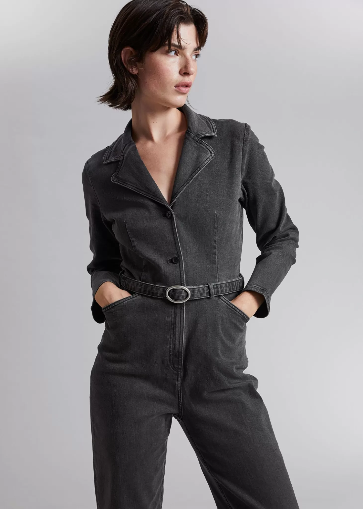 Denim*& Other Stories Jumpsuit Med Belte Gra Denim