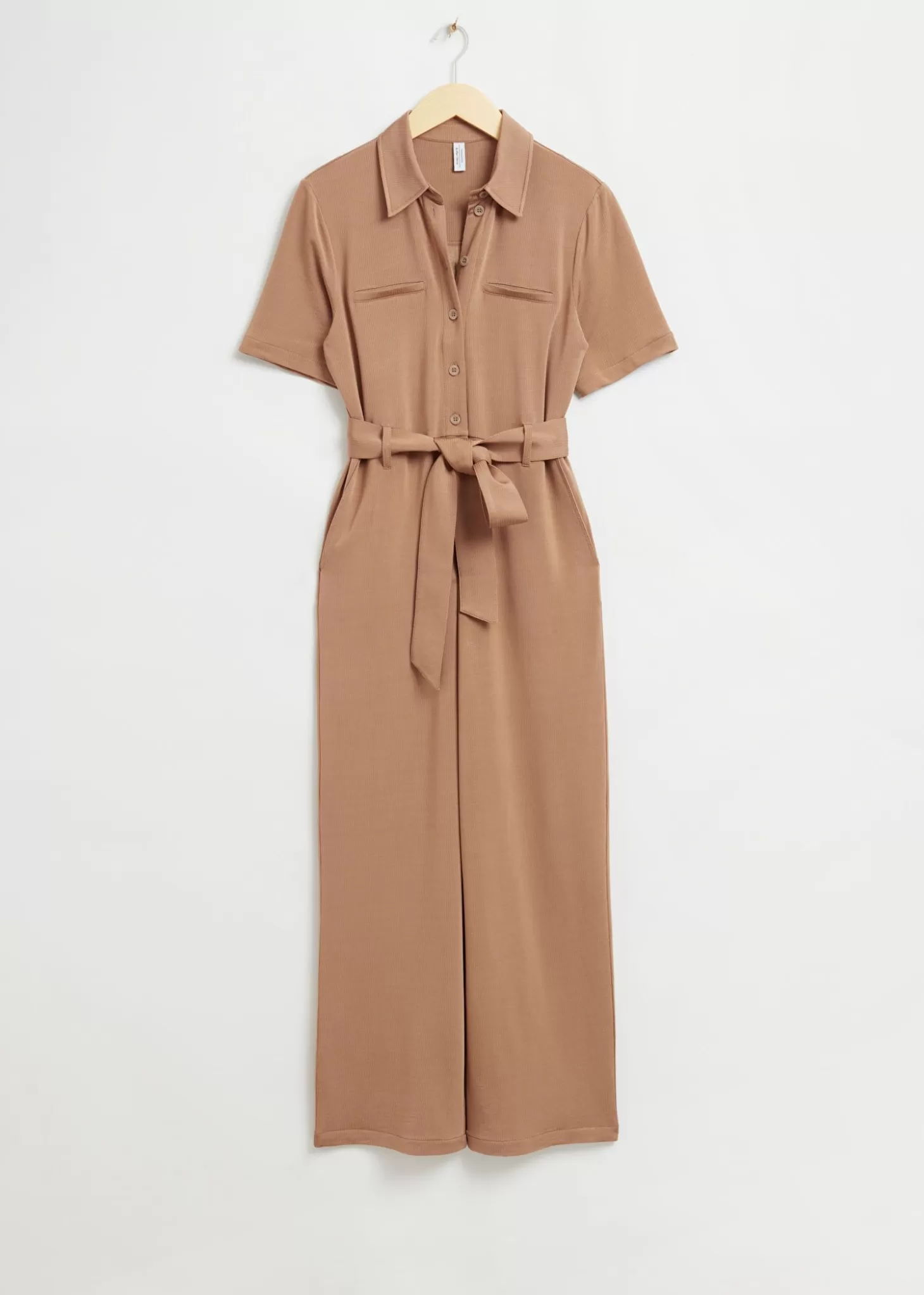 Jumpsuits*& Other Stories Kortermet Jumpsuit Med Belte Mork Beige