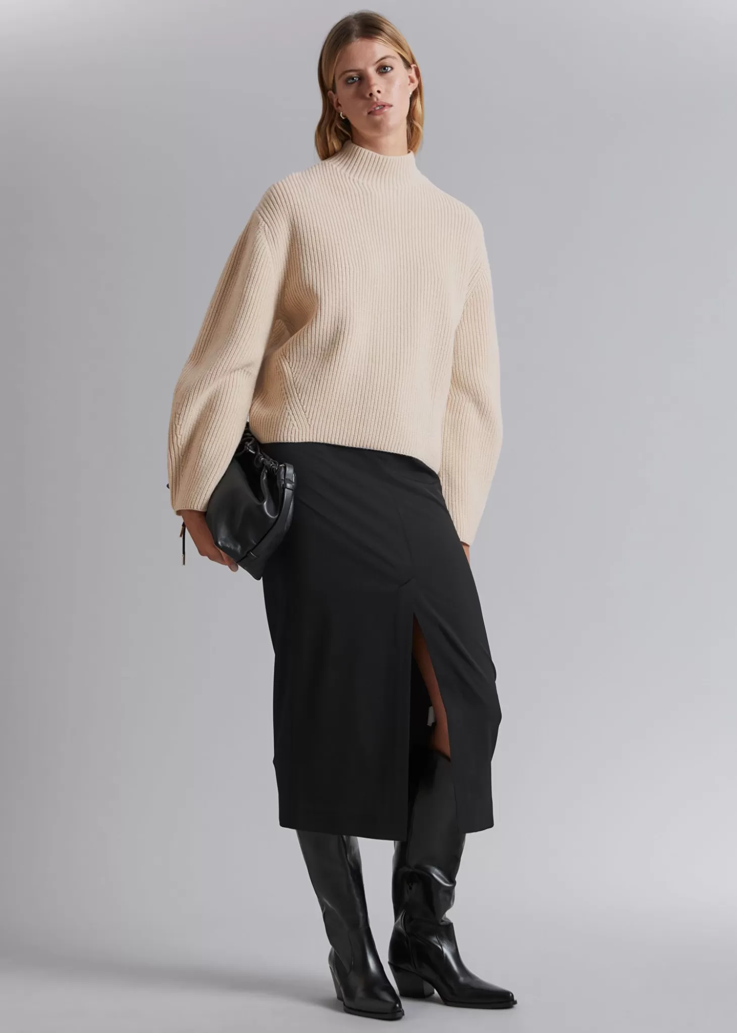 Strikkevarer*& Other Stories Mock Neck Merino Jumper Krem