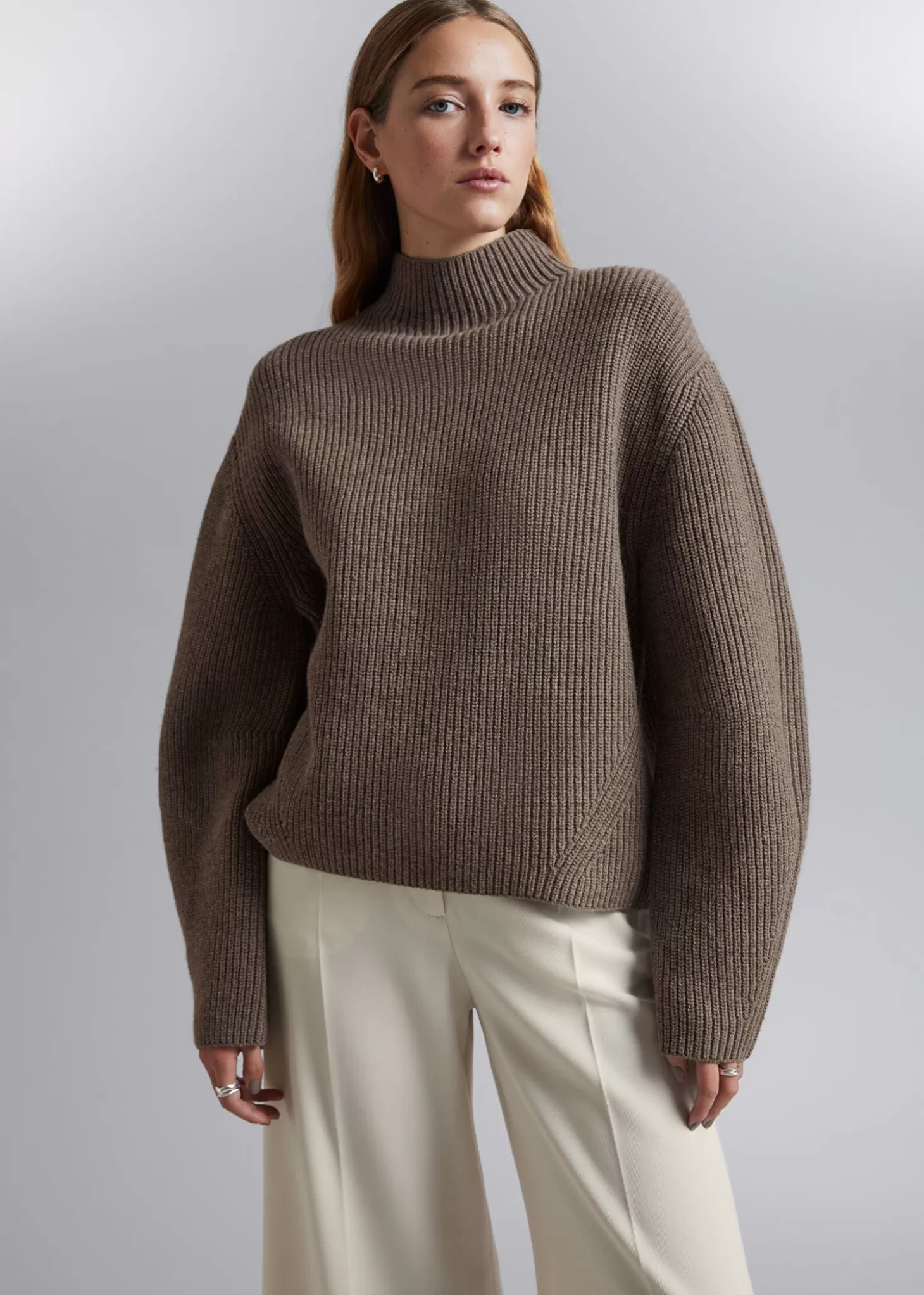 Strikkevarer*& Other Stories Mock Neck Merino Jumper Muldvarp