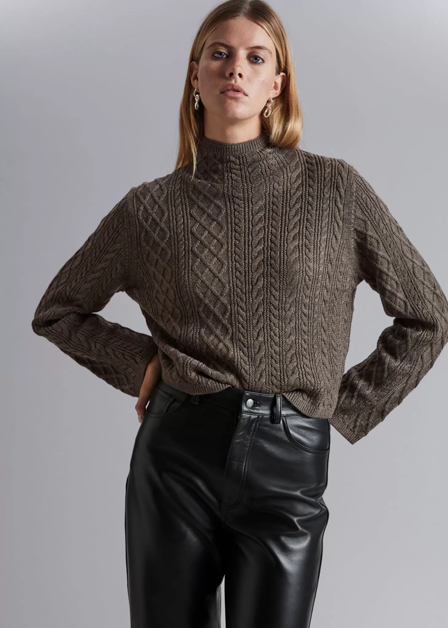 Strikkevarer*& Other Stories Mock Neck Merino Jumper Gra