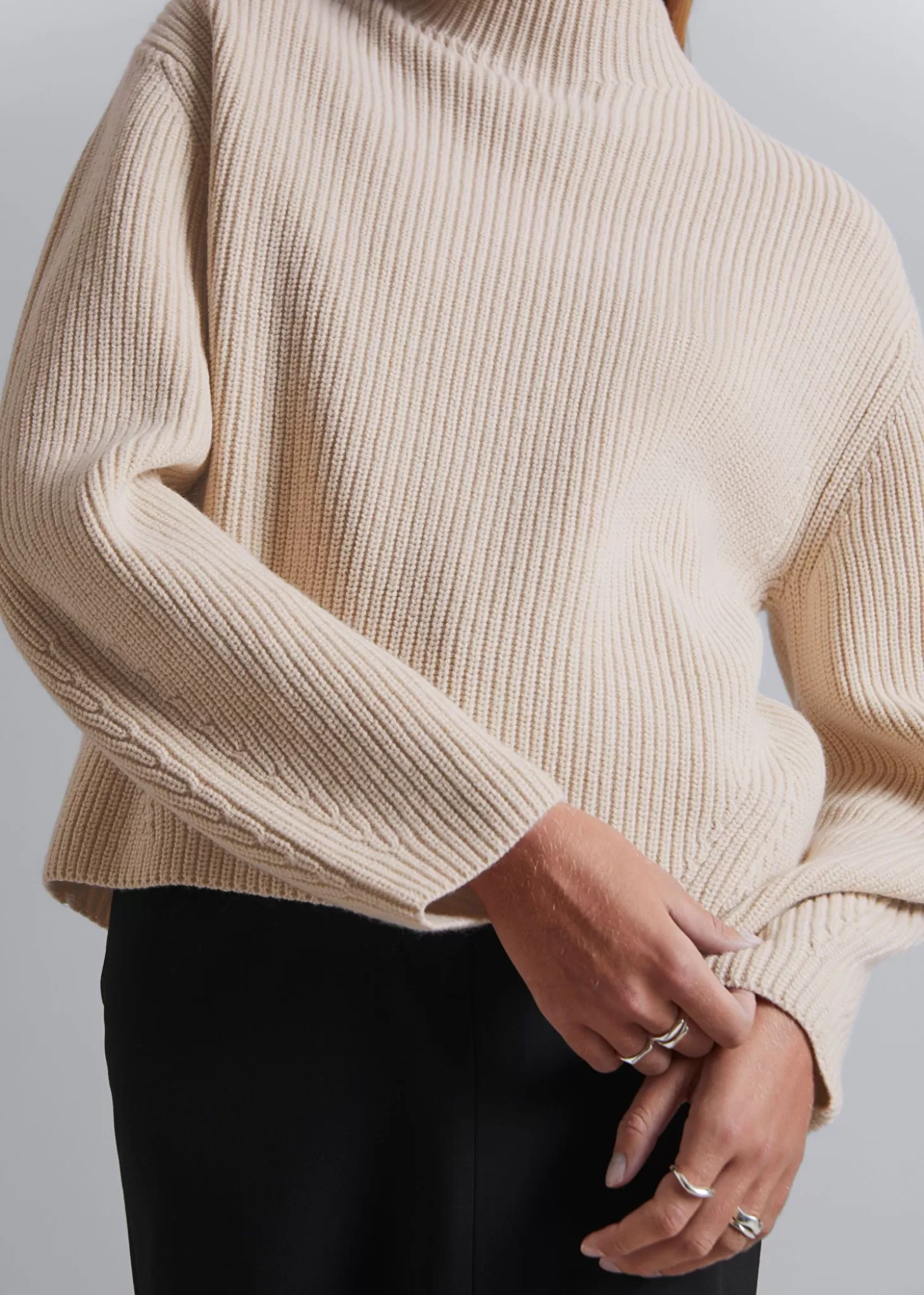 Strikkevarer*& Other Stories Mock Neck Merino Jumper Krem