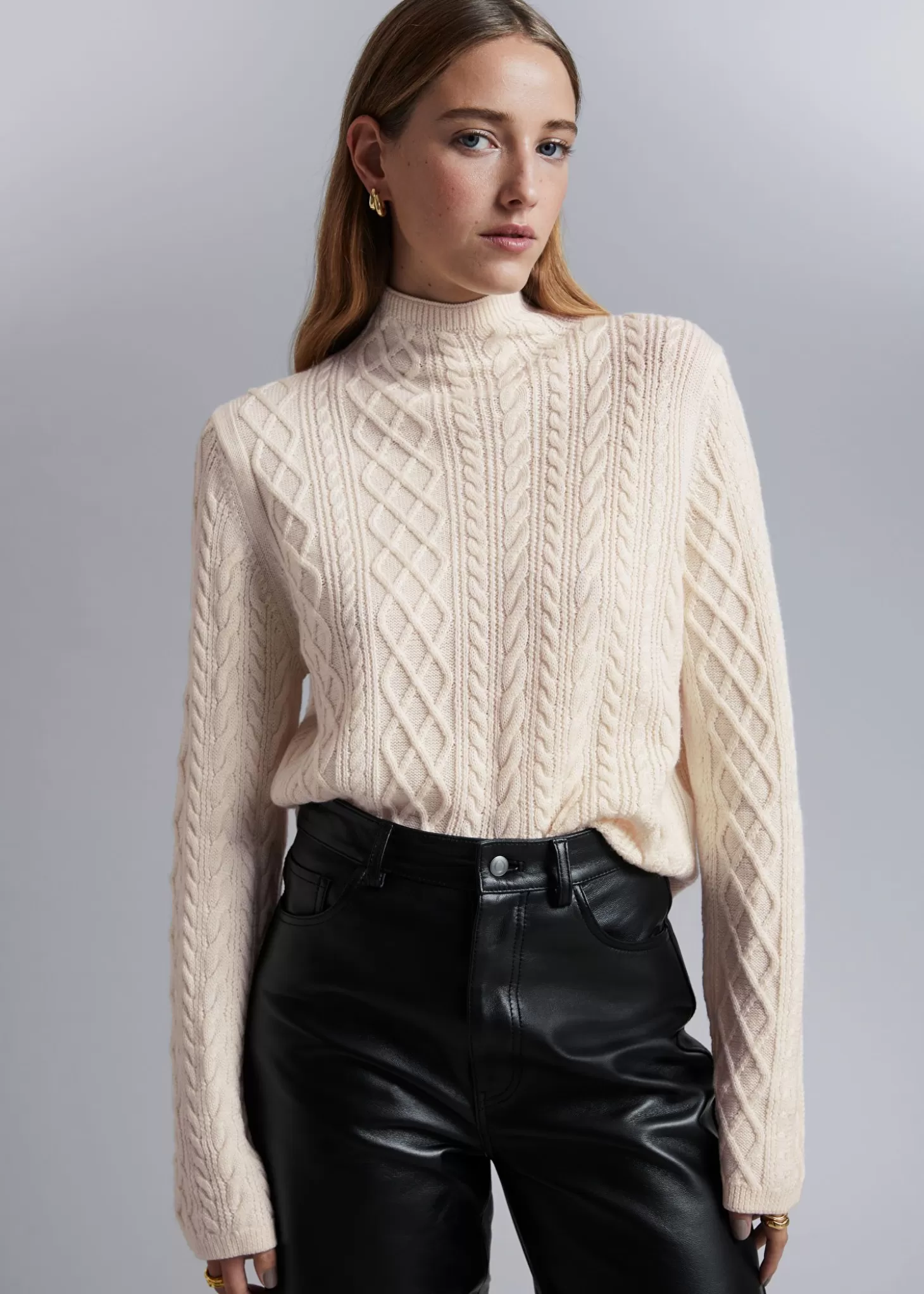 Strikkevarer*& Other Stories Mock Neck Merino Jumper Krem