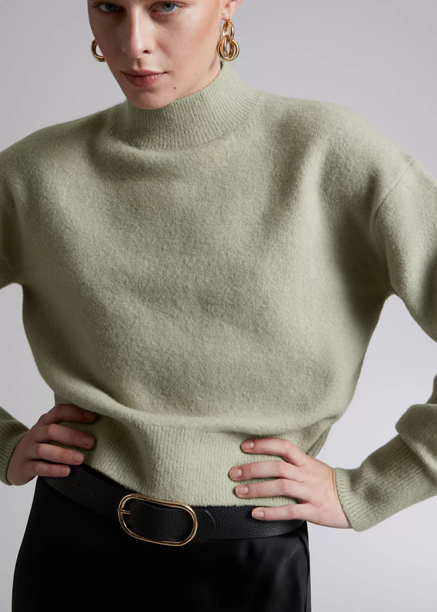 Strikkevarer*& Other Stories Mock-Neck Genser Lys Khaki