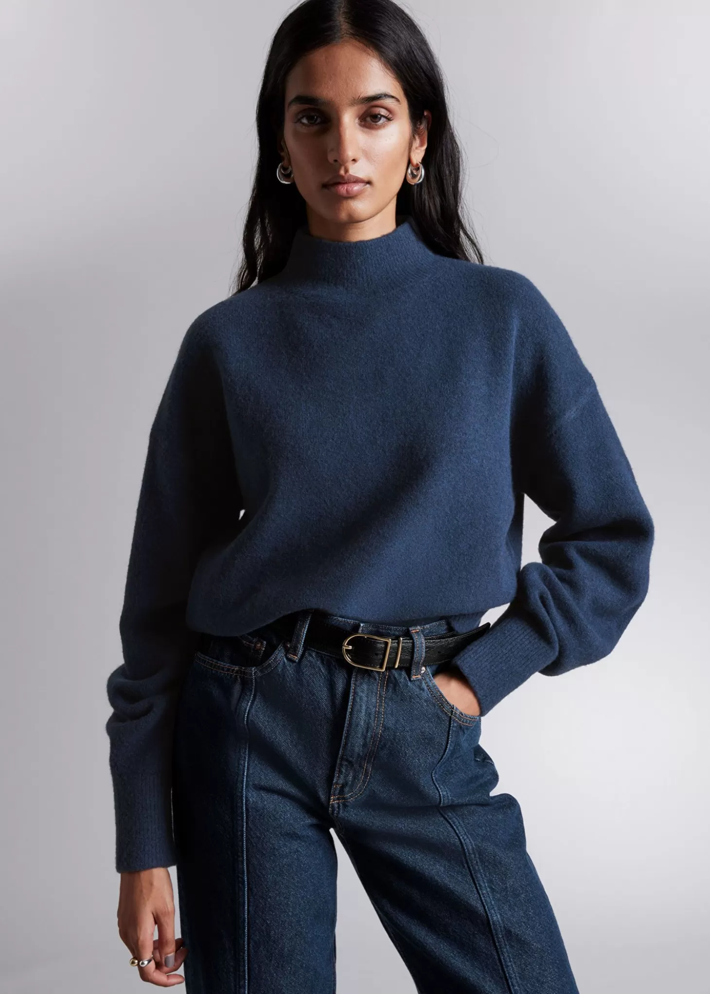 Denim*& Other Stories Mock-Neck Genser Morke Bla