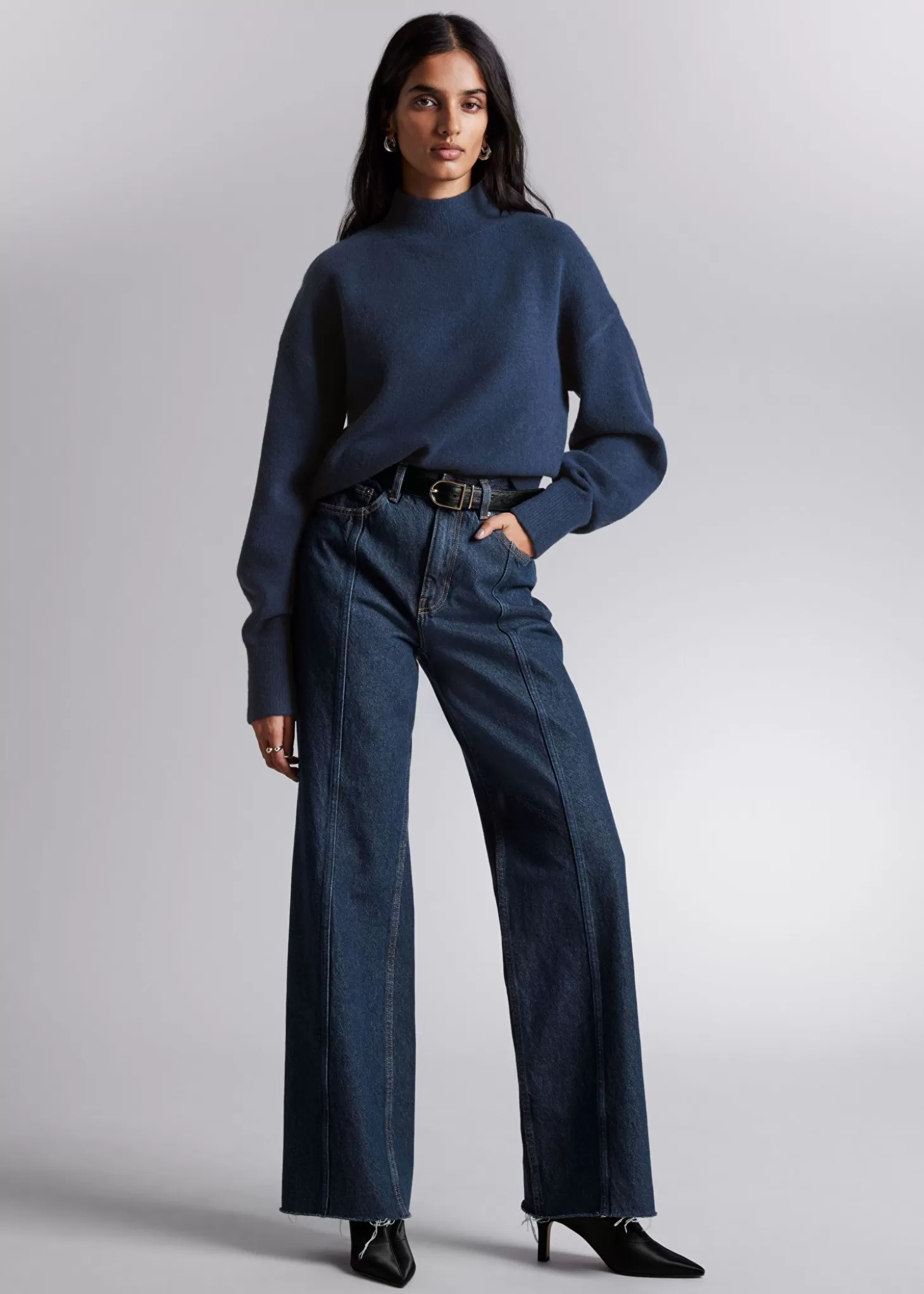 Denim*& Other Stories Mock-Neck Genser Morke Bla