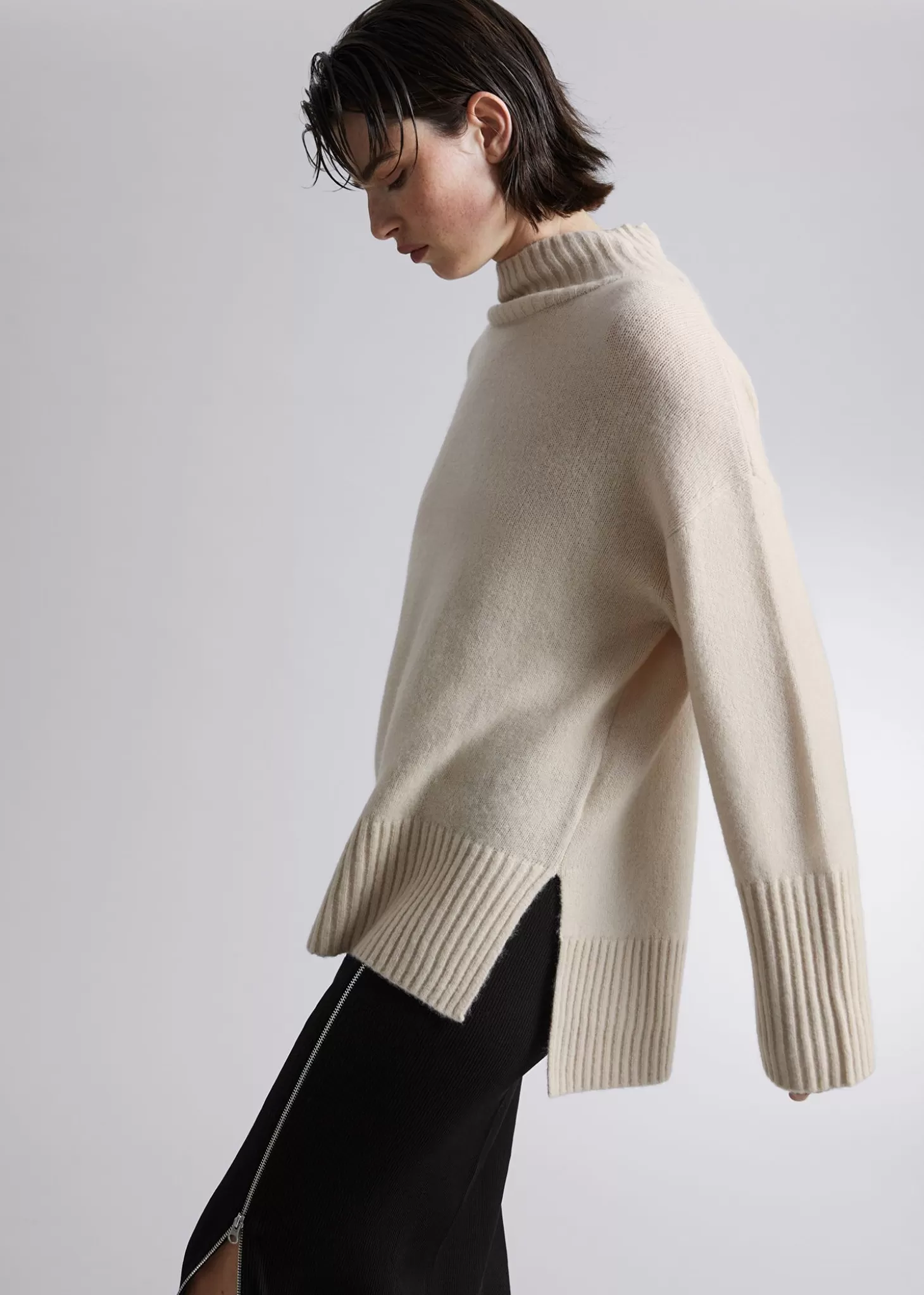 Strikkevarer*& Other Stories Mock-Neck Strikket Genser Beige