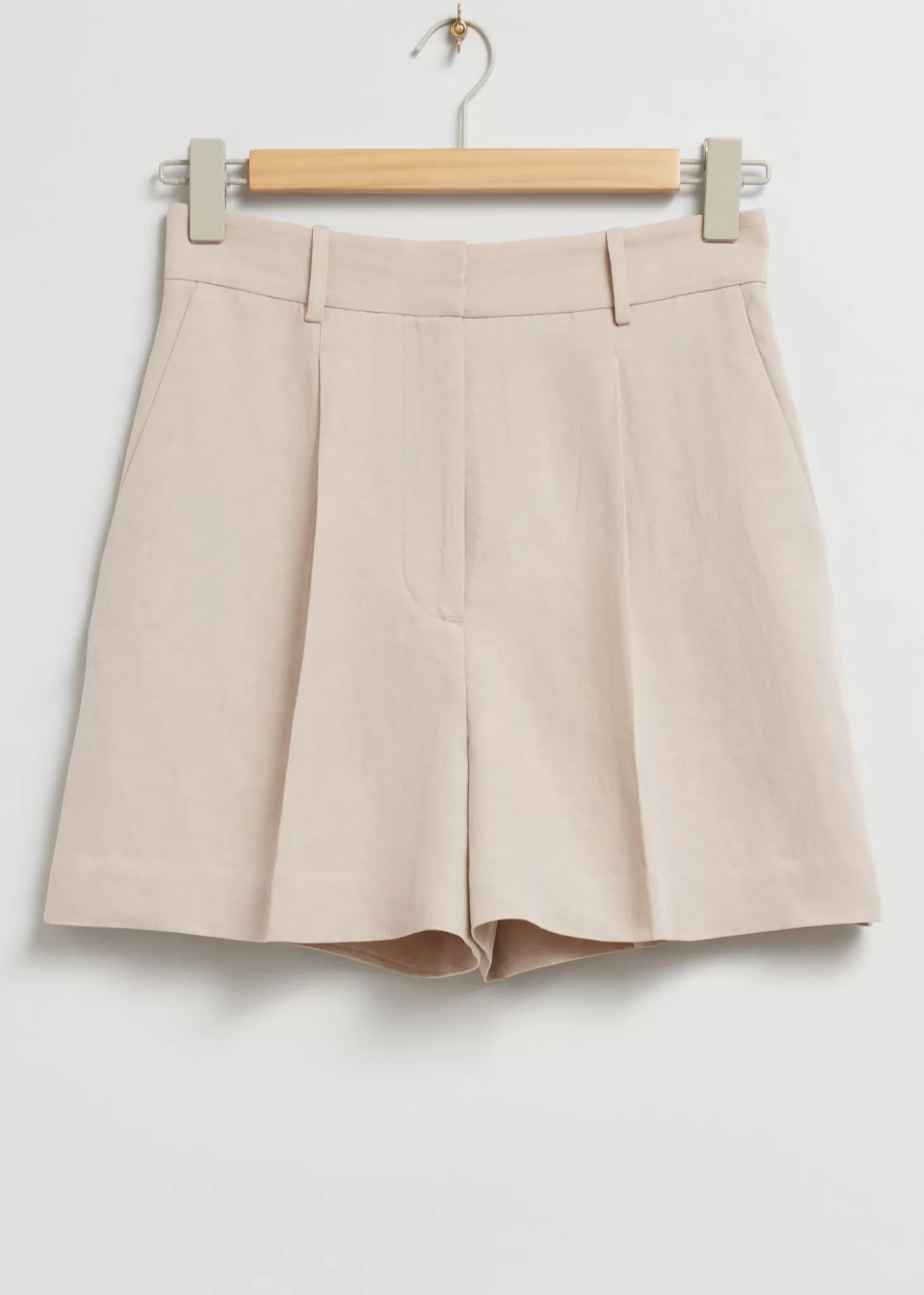 Bukse*& Other Stories Plisserte Silkeshorts Stovet Beige