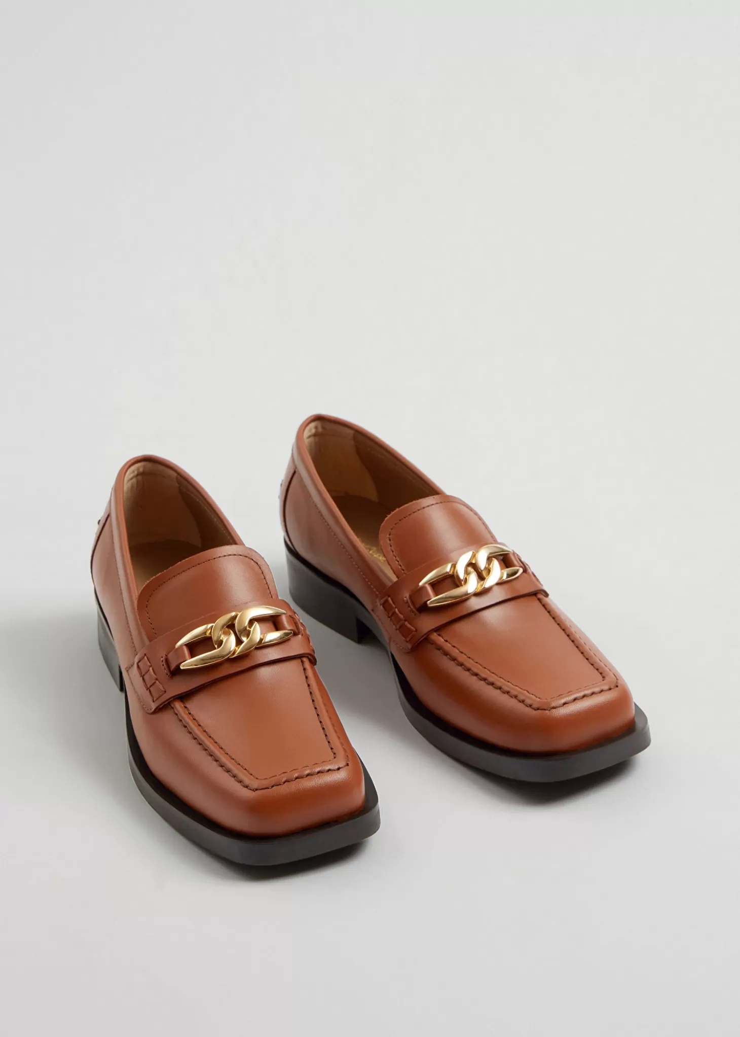 Leiligheter*& Other Stories Skinnloafers Med Kvadratisk Ta Cognac