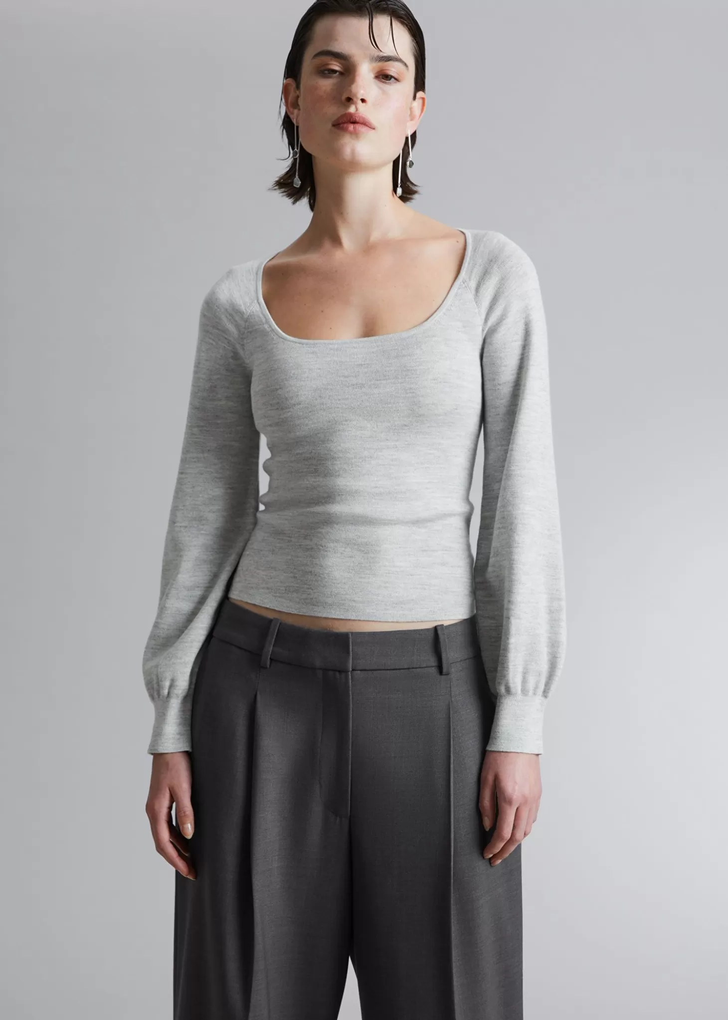 Topper*& Other Stories Slim-Fit Myk Strikket Topp Lysegra