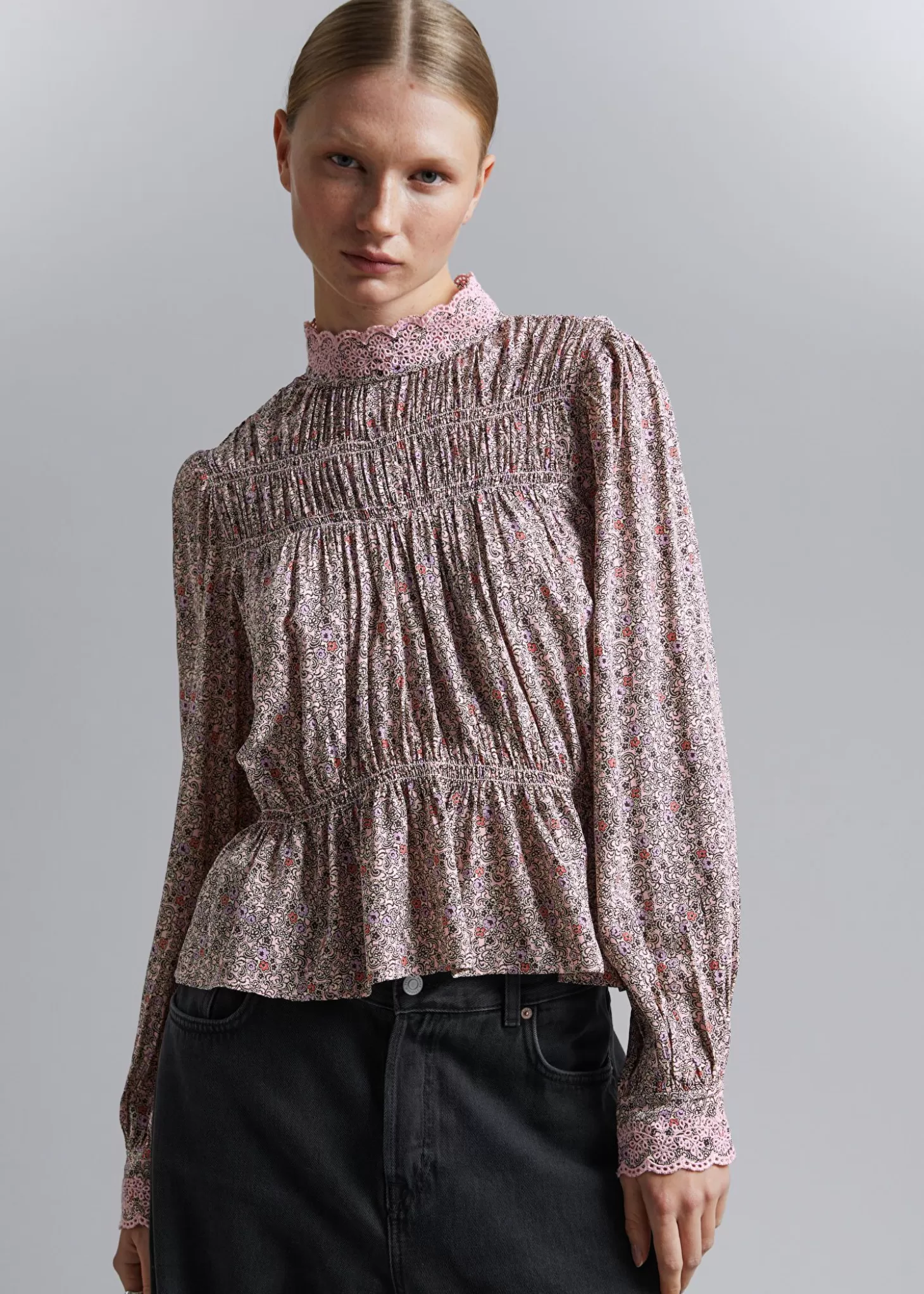 Bluser Og Skjorter*& Other Stories Smocked Bluse Syrin/Rosa