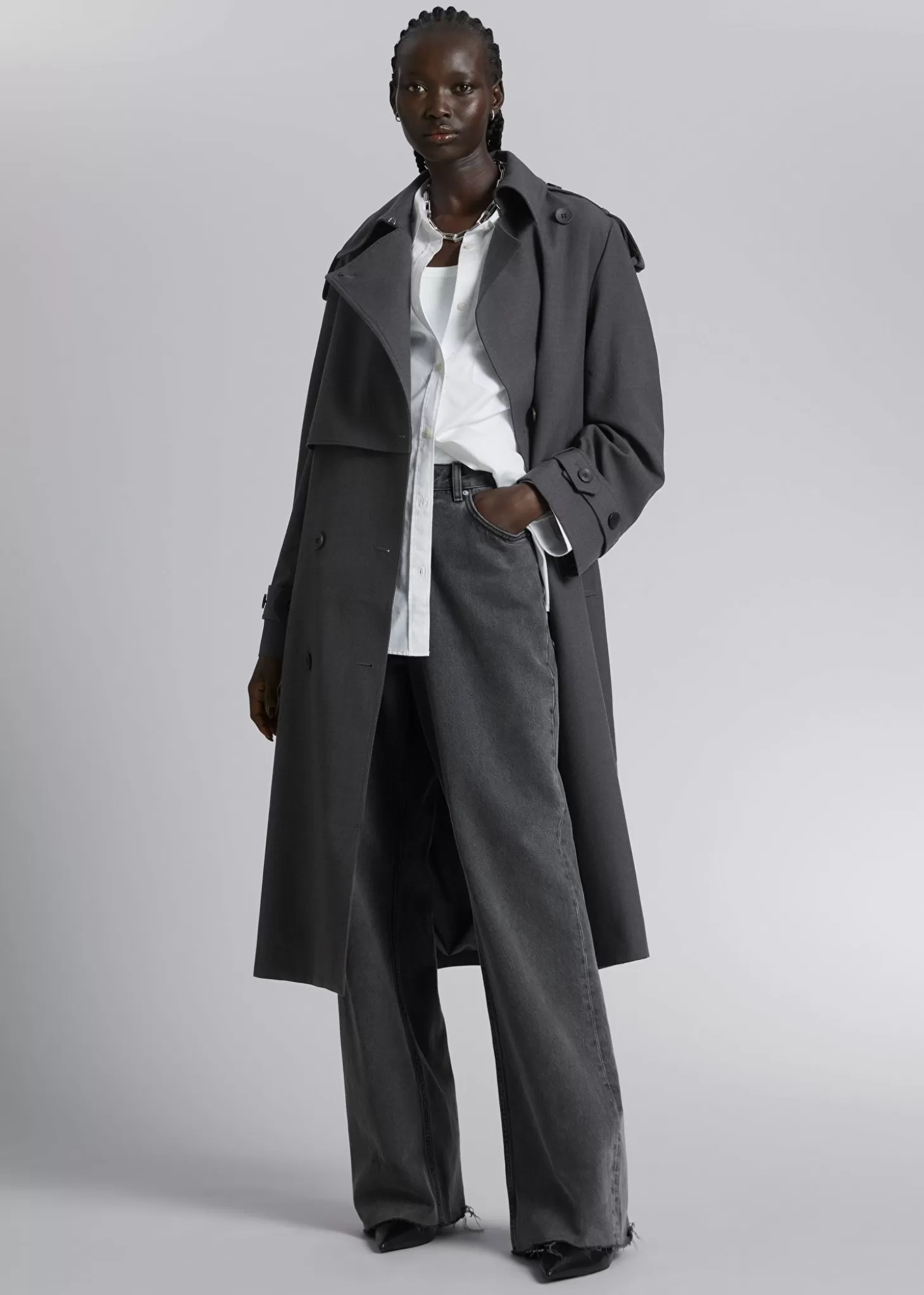 Jakker Og Jakker*& Other Stories Trenchcoat Med Belte Gra